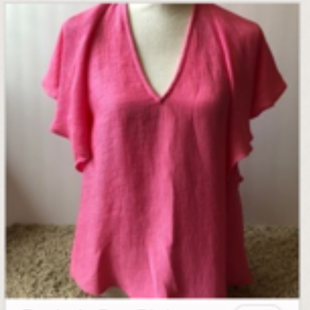 New Rachels Roy Pink Blouse with Ruffled Sleeves